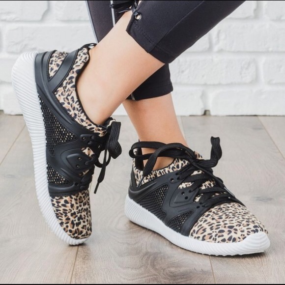 Shoes - Camel Leopard Canvas Sneakers